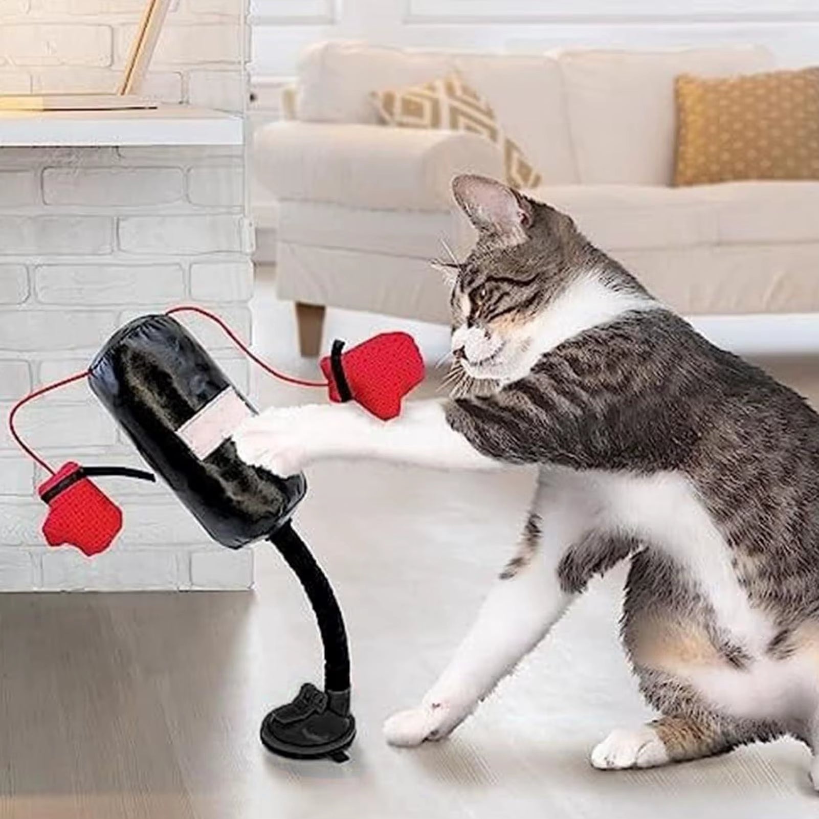 Cat Punching Bag Toy Indoor Kitten Pet Boxing Toy for Bored Indoor Adult Cats with Boxing Gloves Interactive Toys Pet Supplies