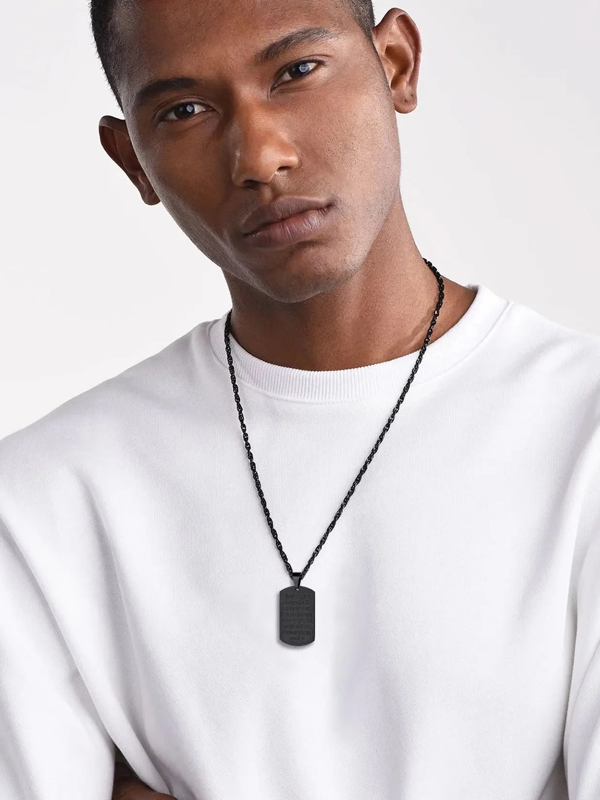 Men'S Gold Cross Necklace Stainless Steel Dog Tag Necklace Boys Christian Serenity Prayer Necklace Inspirational Jewelry Gift