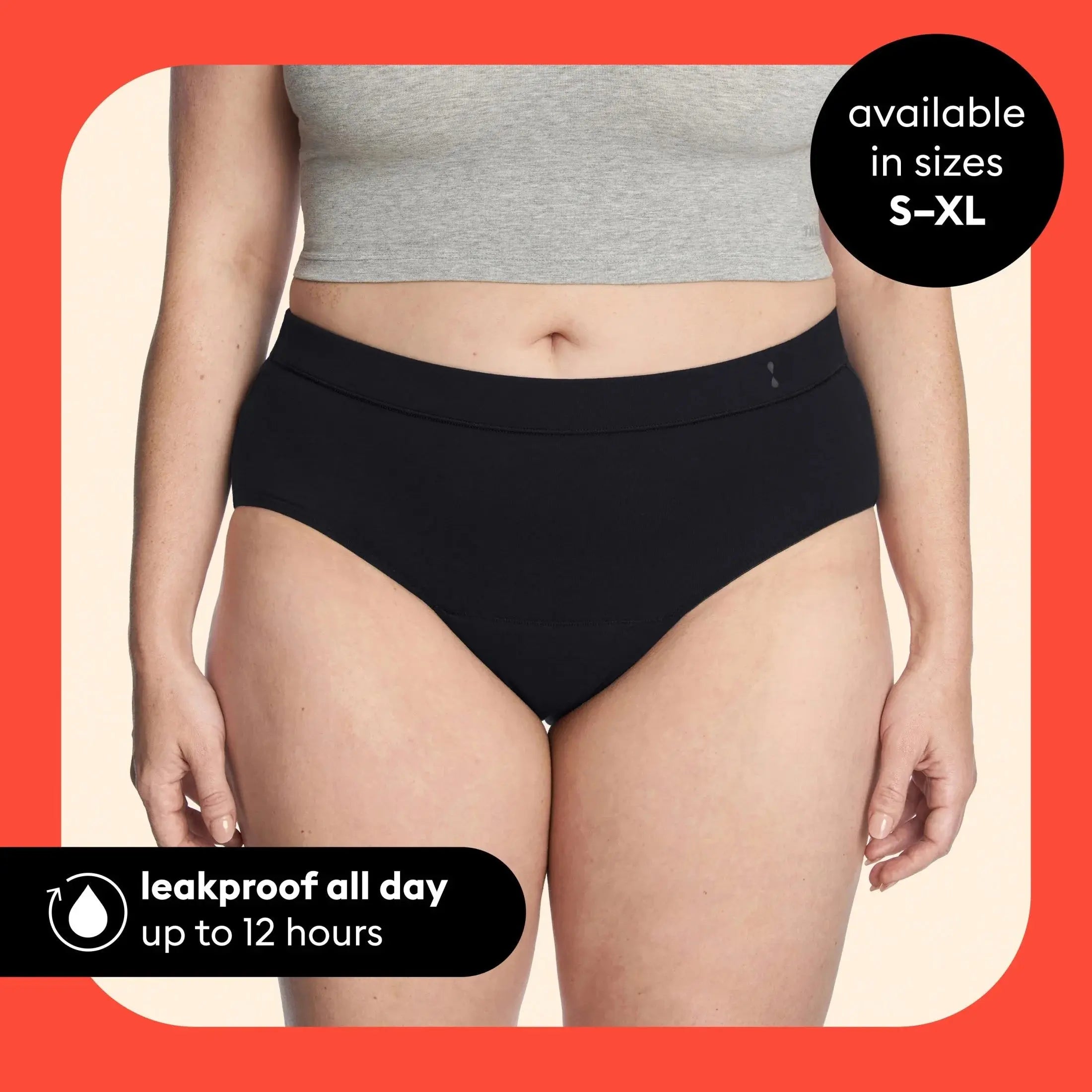 (2 Pack)  for All Women'S Everyday Comfort Brief Leakproof Period Underwear, Size Large, Black