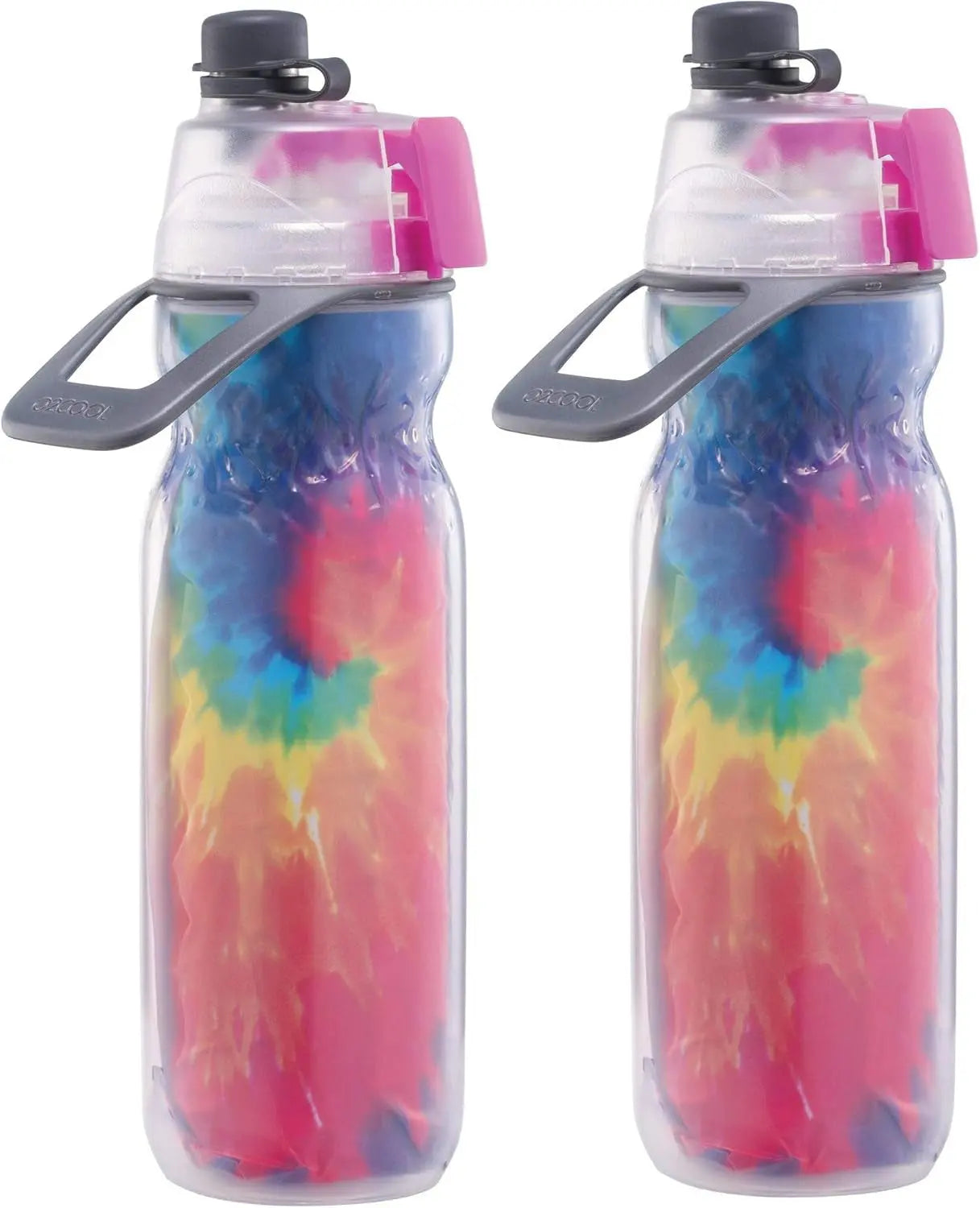 Mist 'N Sip Misting Water Bottle 2-In-1 Mist and Sip Function with No Leak Pull Top Spout Reusable Sports Water Bottle - 20 Oz (2 Pack Splash Blue)