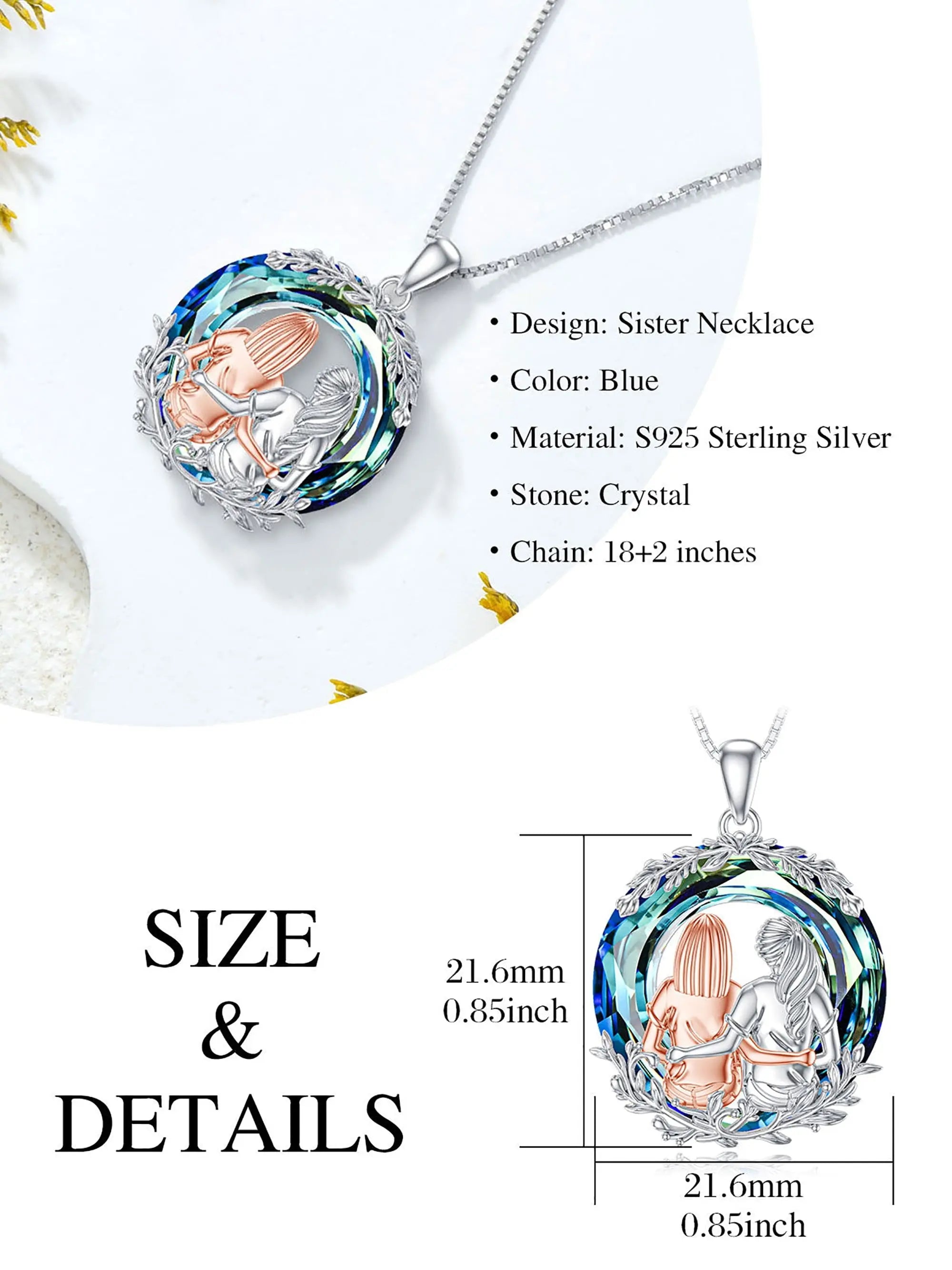 Christmas Gifts from Sisters 925 Sterling Silver Created Opal Always My Sister Forever My Friend Sister Necklace Jewelry Christmas Gifts