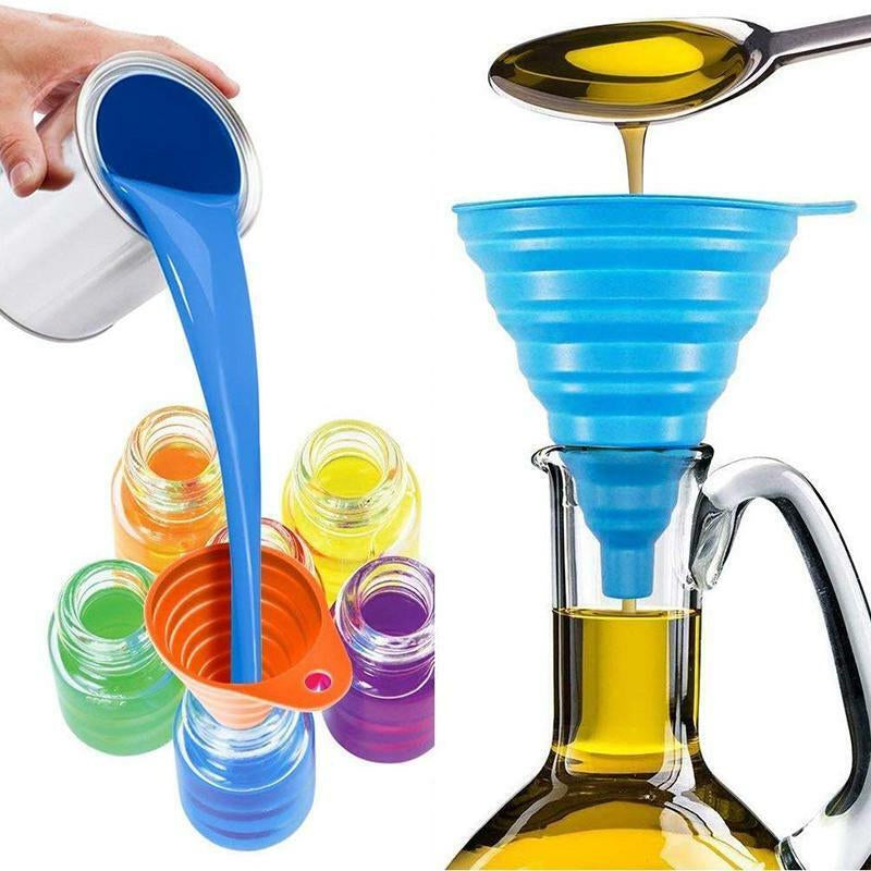 Foldable Funnel Silicone Rubber Collapsible Water Bottle Liquid Oil Transfer New