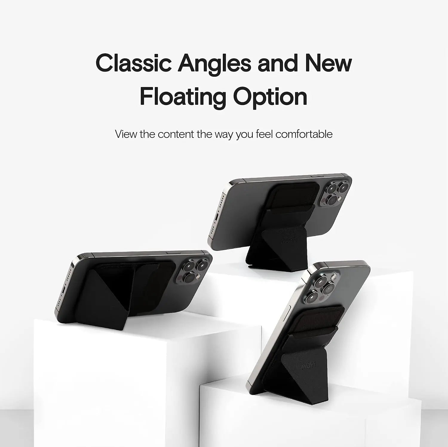 Magsafe Wallet for Iphone 15/14/13/12 Series, Strong Magnetic Phone Card Holder Fit 2 Cards & 3 Viewing Angles & Stain-Resistant Vegan Leather Phone Stand, Night Black