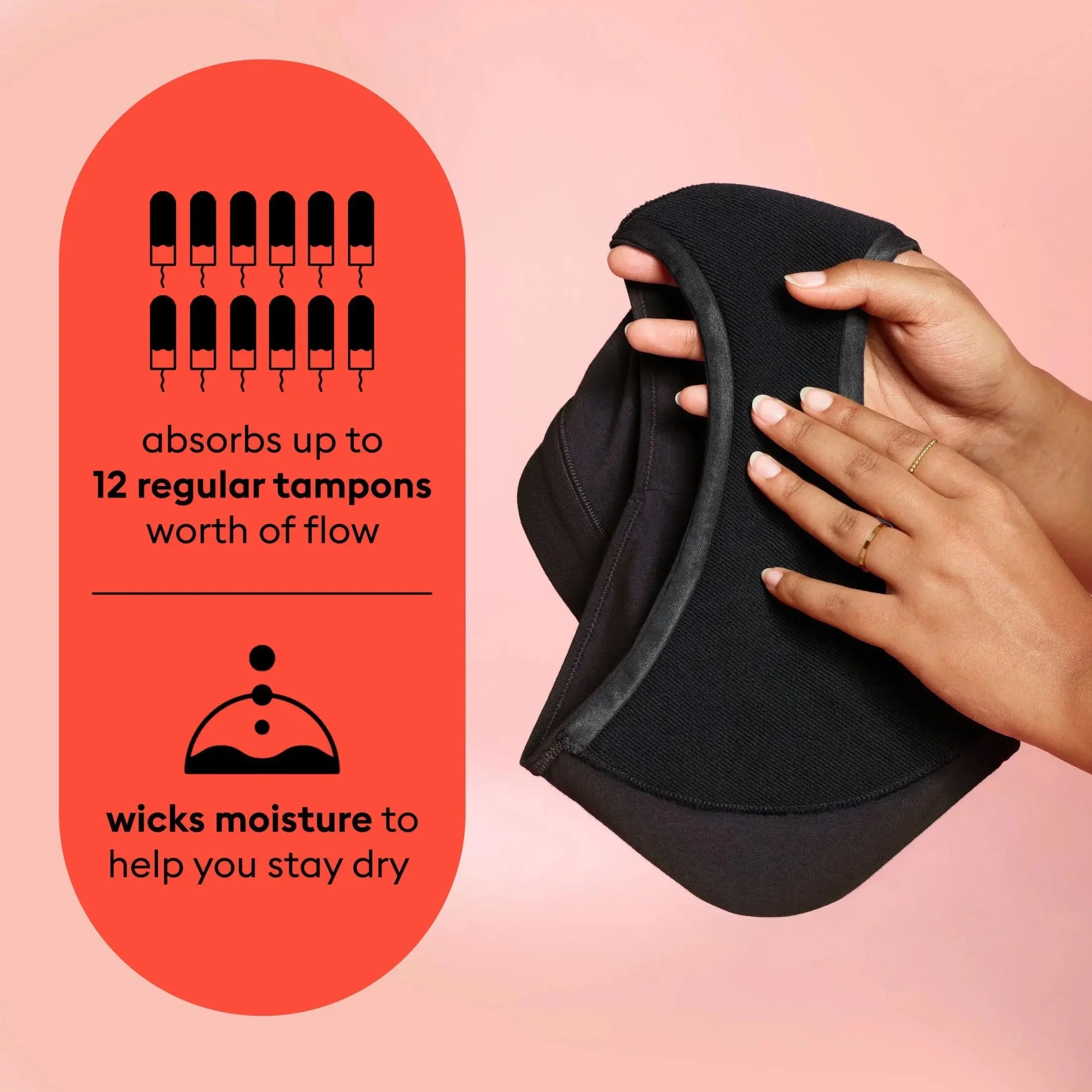 (2 Pack)  for All Women'S Everyday Comfort Brief Leakproof Period Underwear, Size Large, Black