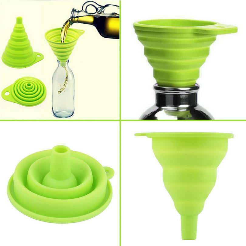 Foldable Funnel Silicone Rubber Collapsible Water Bottle Liquid Oil Transfer New