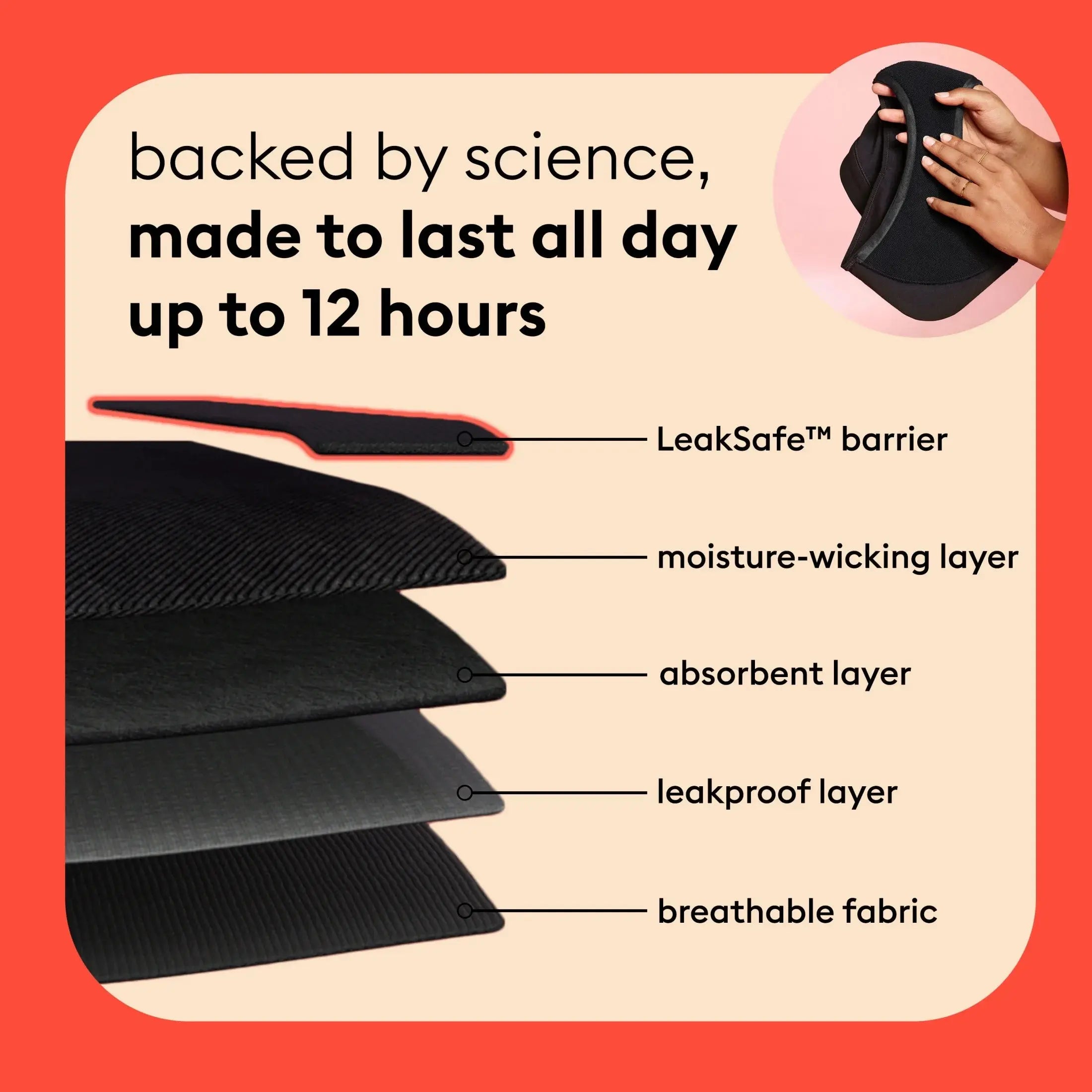 (2 Pack)  for All Women'S Everyday Comfort Brief Leakproof Period Underwear, Size Large, Black