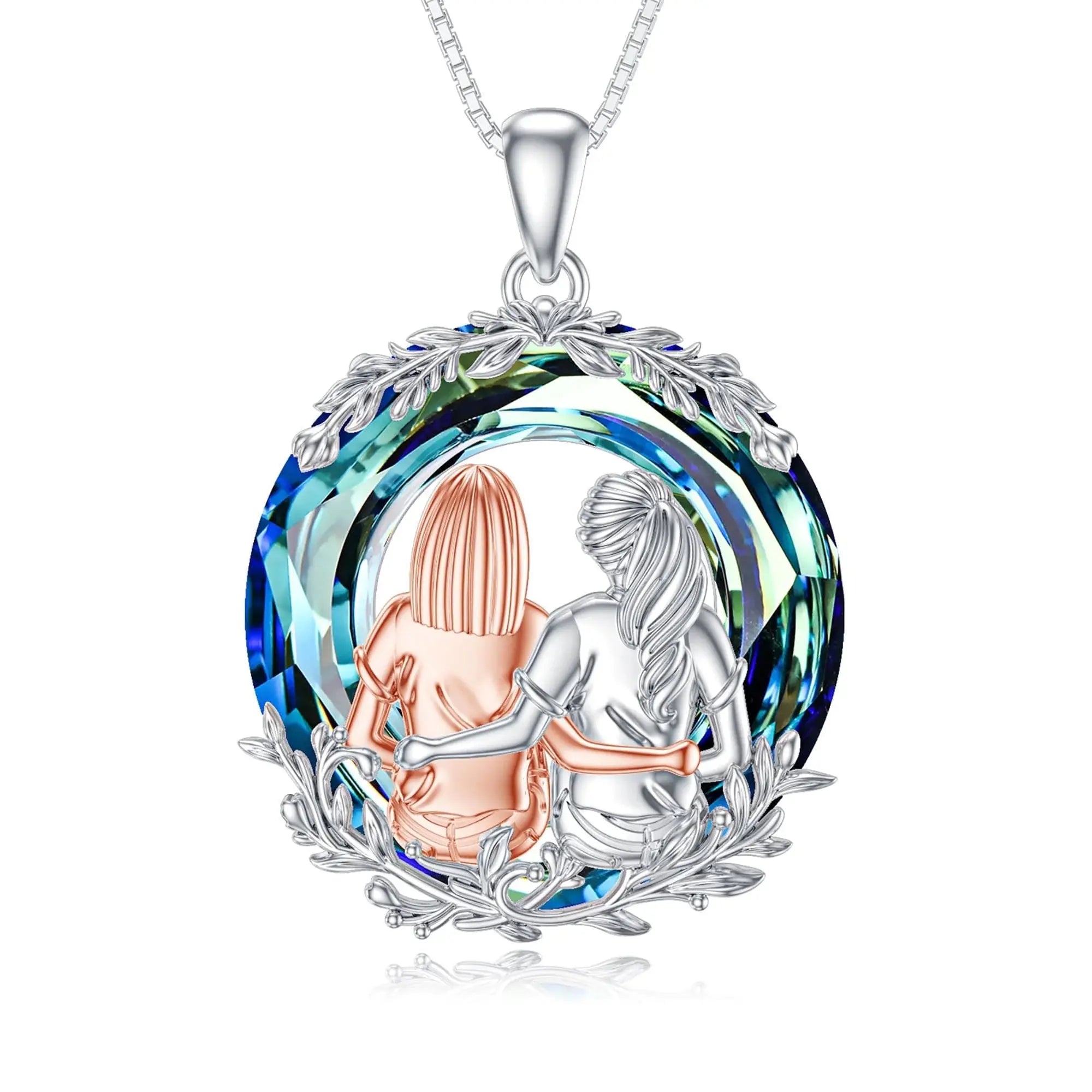 Christmas Gifts from Sisters 925 Sterling Silver Created Opal Always My Sister Forever My Friend Sister Necklace Jewelry Christmas Gifts