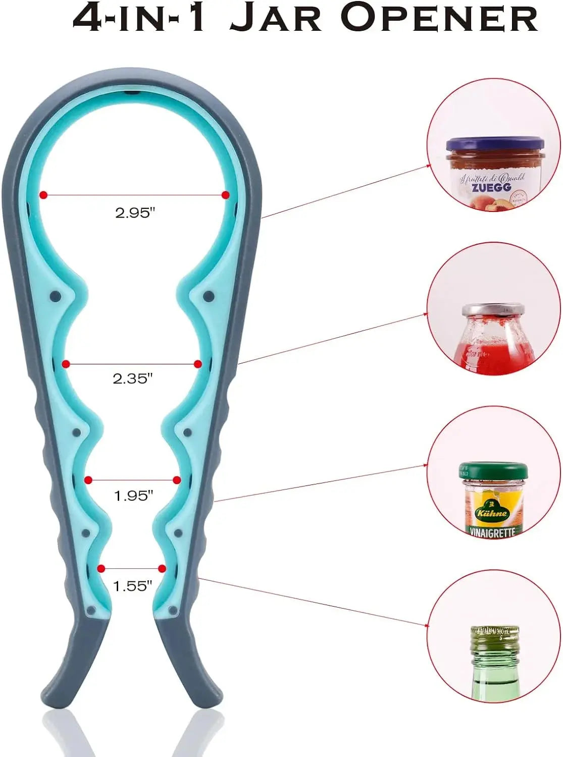 Bottle Opener, Multifunctional Blue and Grey Jar Opener, Jar Openers for Seniors