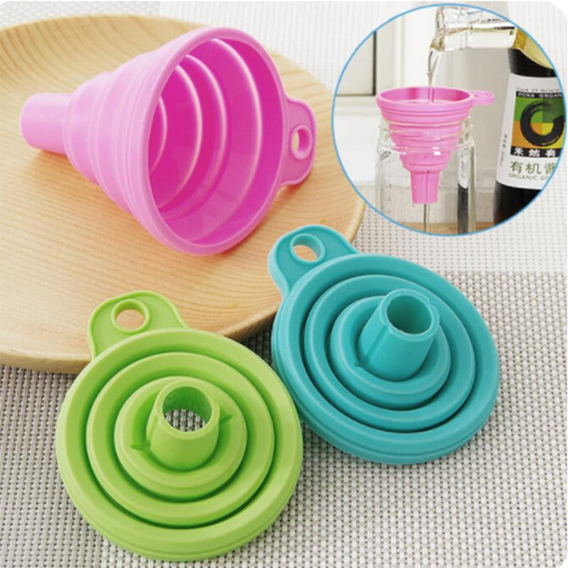 Foldable Funnel Silicone Rubber Collapsible Water Bottle Liquid Oil Transfer New