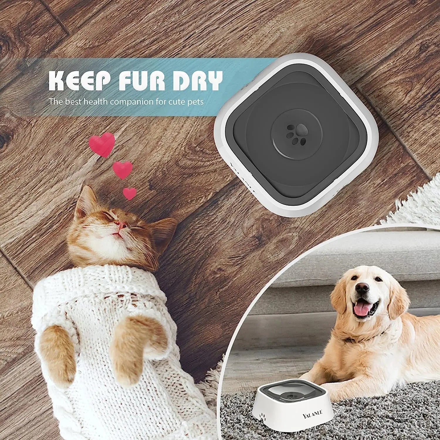 Dog Water Bowl No-Spill Pet Water Bowl Slow Water Feeder Dog Bowl No-Slip Pet Water Dispenser Vehicle Carried Dog Water Bowl for Dogs/Cats/Pets