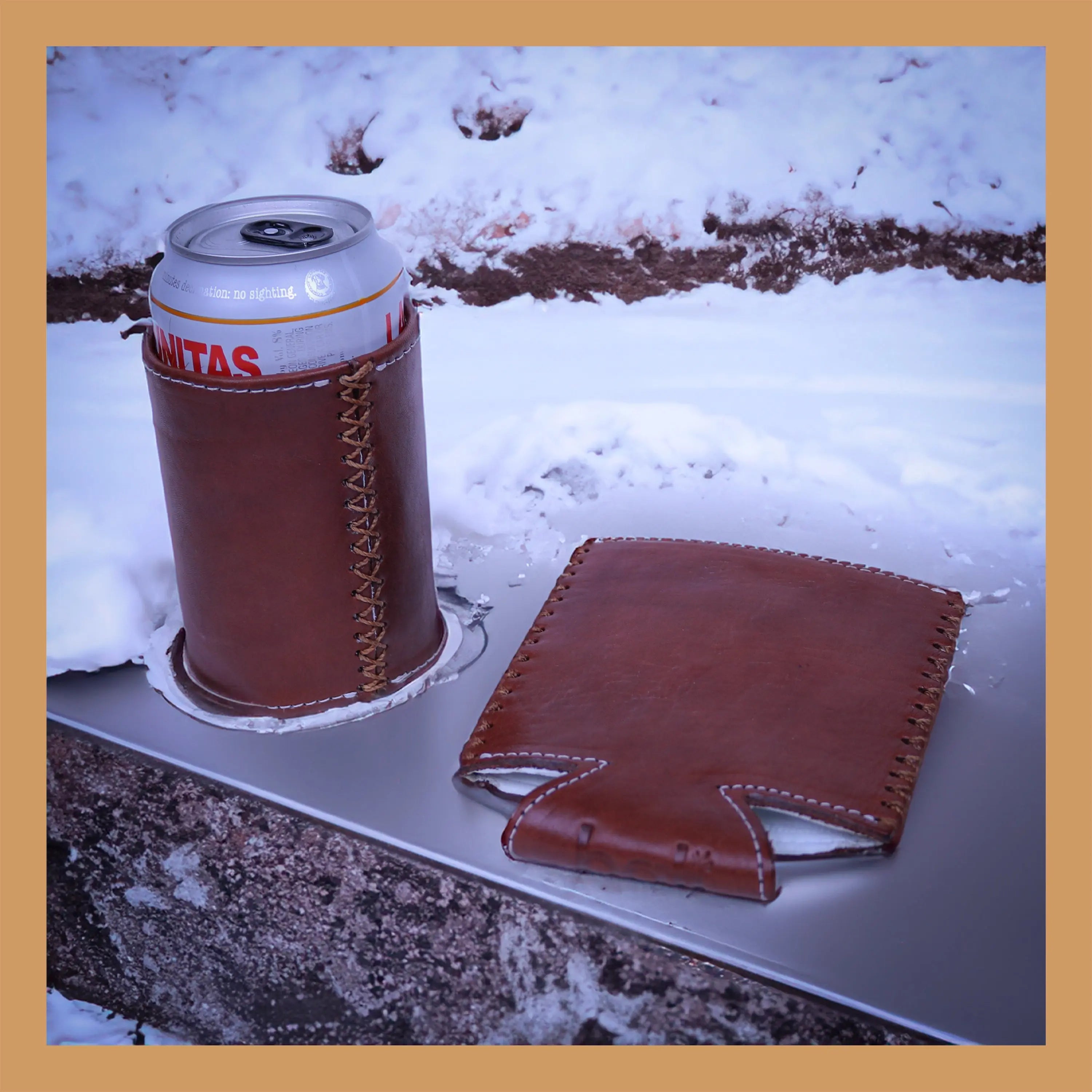 Cool your drink in classic style with this handcrafted Leather Koozie. Bati