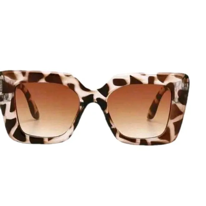 Leopard Oversized Square Sunglasses with Gradient Tawny Lens Anti-Glare Dias Dazzling Discoveries