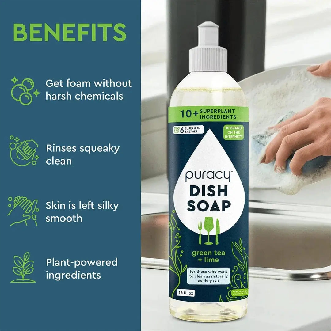 Plant-Based Dish Soap: The Concentrated, Gentle Grease-Fighter Puracy