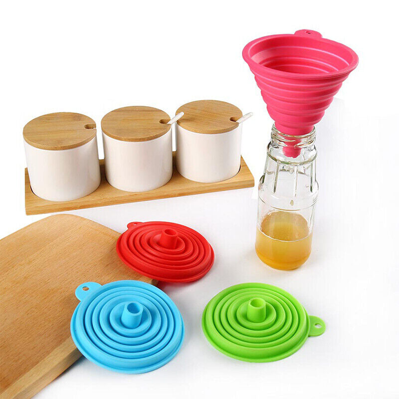 Foldable Funnel Silicone Rubber Collapsible Water Bottle Liquid Oil Transfer New