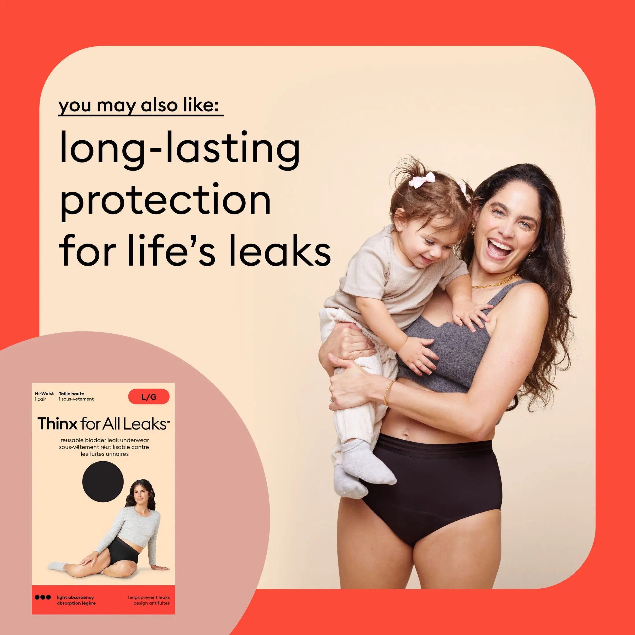 (2 Pack)  for All Women'S Everyday Comfort Brief Leakproof Period Underwear, Size Large, Black