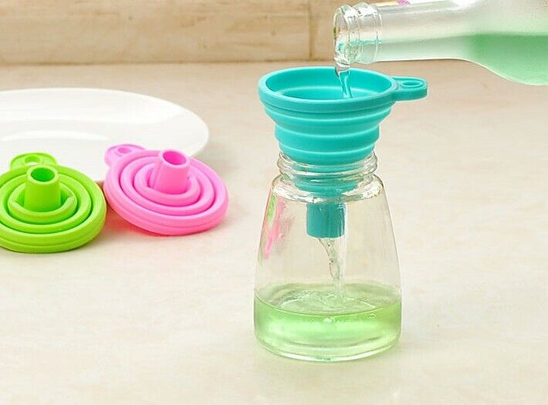 Foldable Funnel Silicone Rubber Collapsible Water Bottle Liquid Oil Transfer New