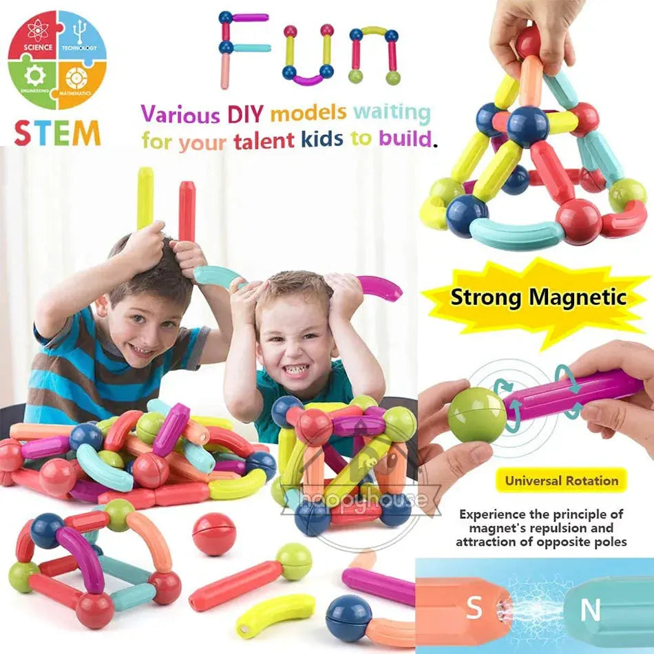 Magnetic Constructor Blocks Set Toys for Kids Magnet Stick Rod Building Blocks Montessori Educational Toys for Children Boy Girl