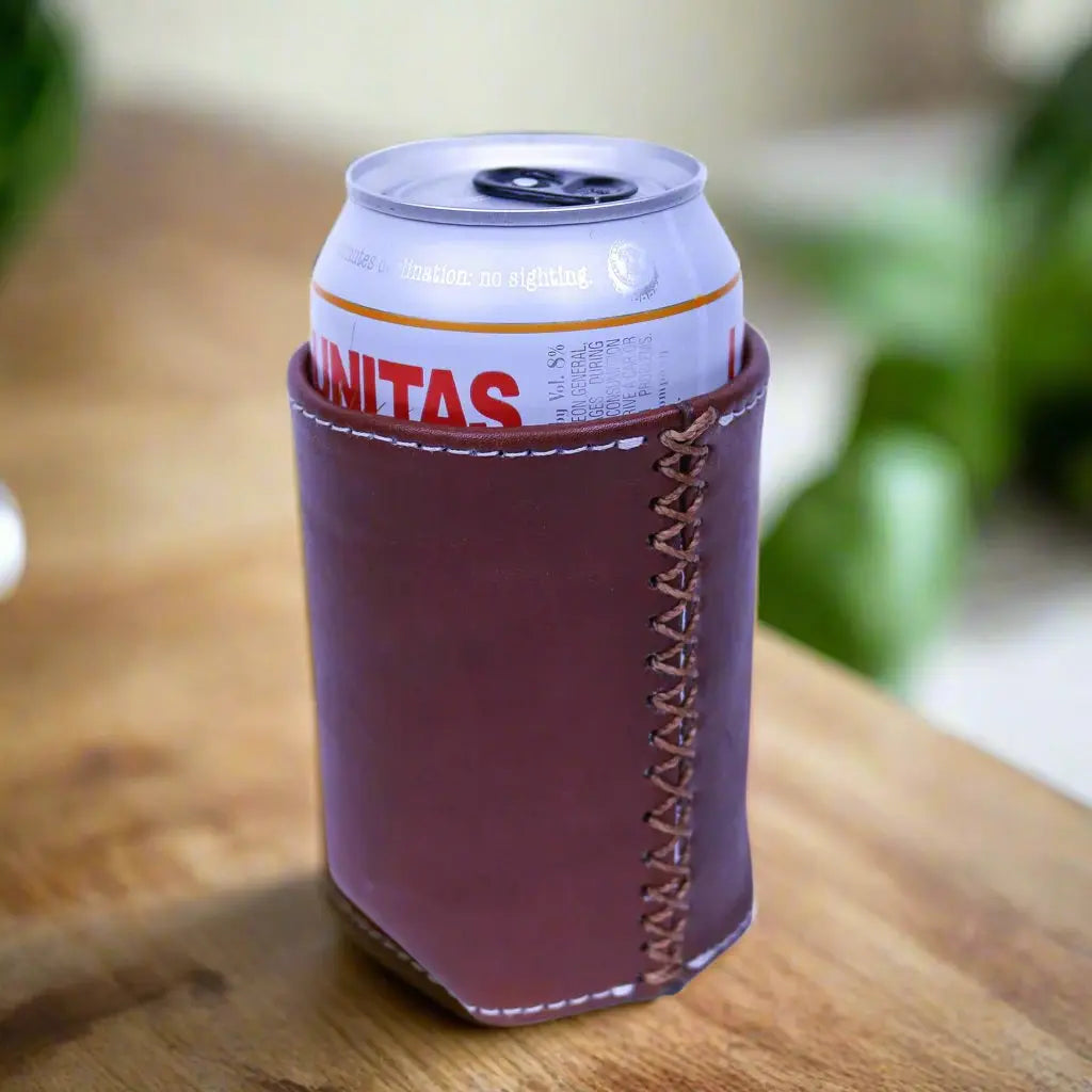 Cool your drink in classic style with this handcrafted Leather Koozie. Bati