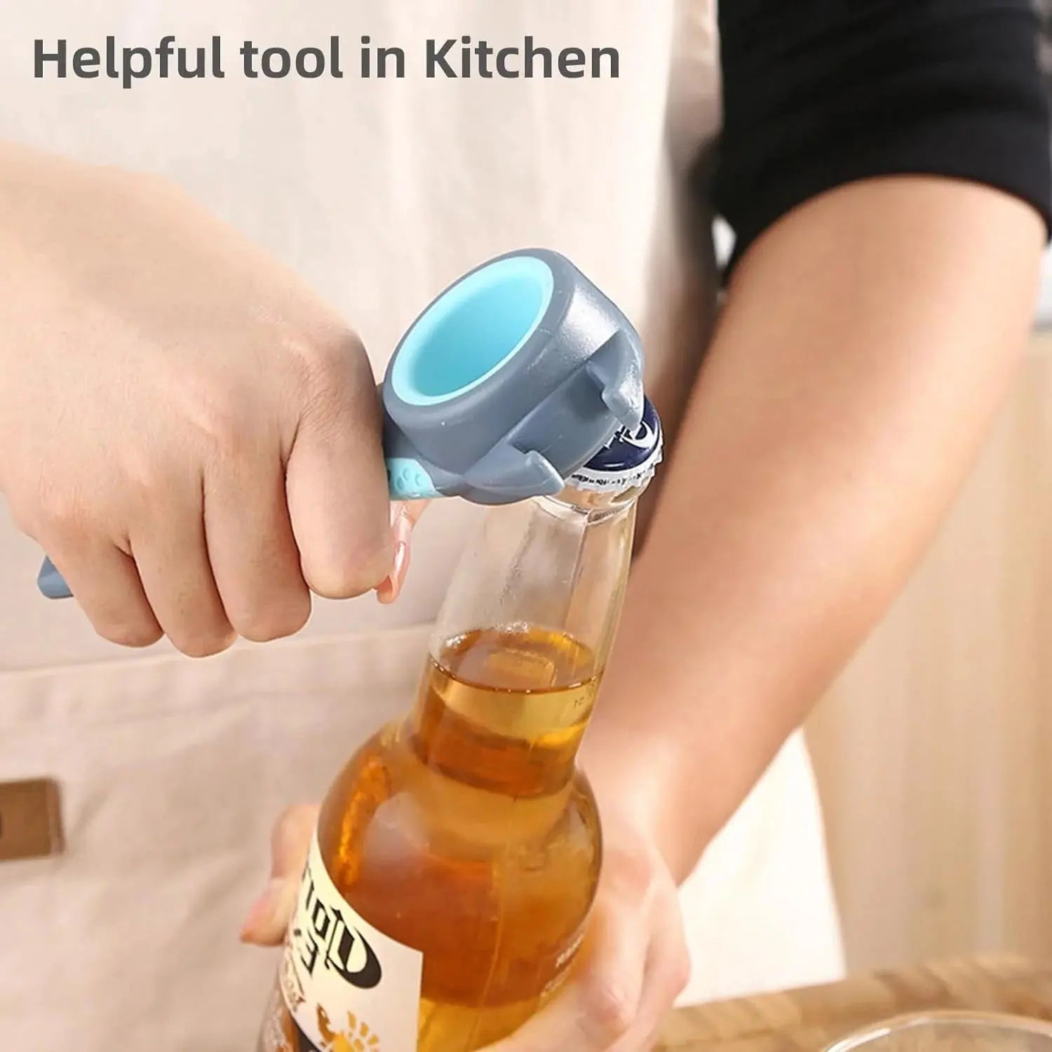 Bottle Opener, Multifunctional Blue and Grey Jar Opener, Jar Openers for Seniors