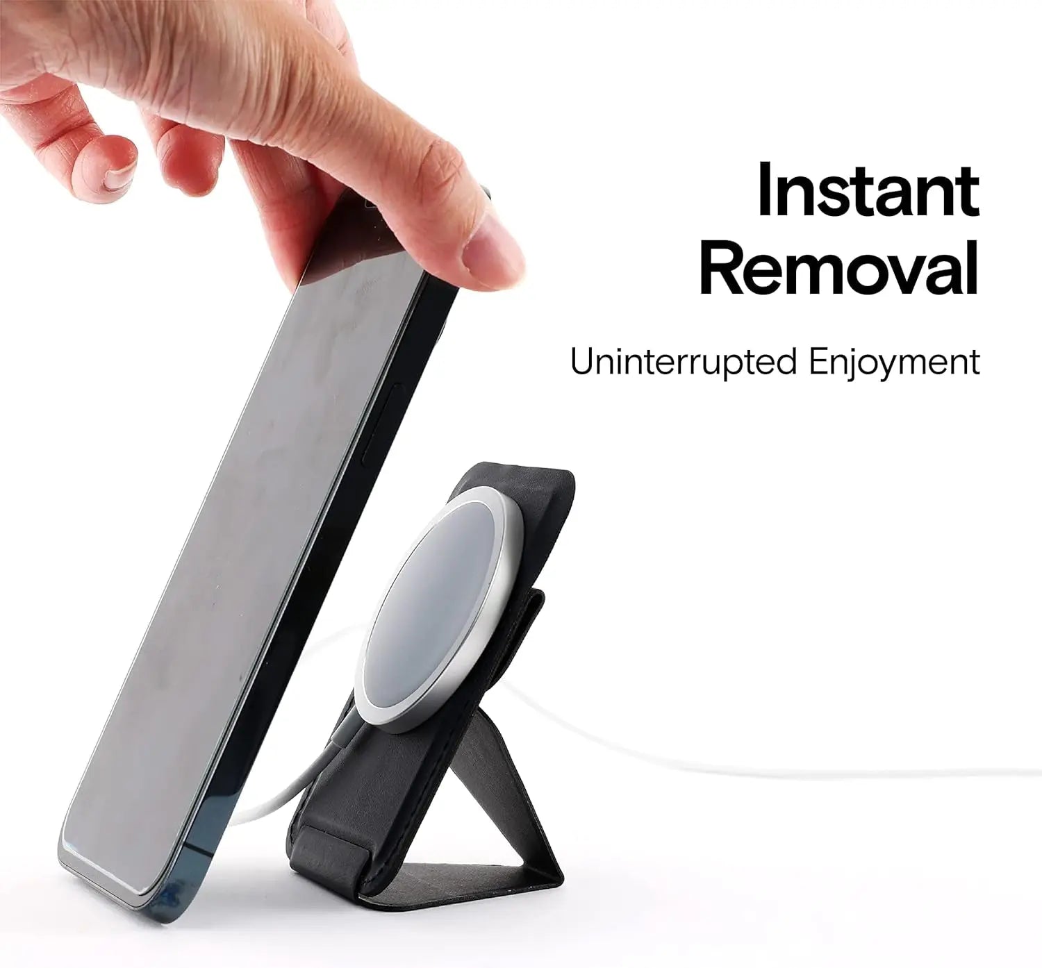 Magsafe Wallet for Iphone 15/14/13/12 Series, Strong Magnetic Phone Card Holder Fit 2 Cards & 3 Viewing Angles & Stain-Resistant Vegan Leather Phone Stand, Night Black