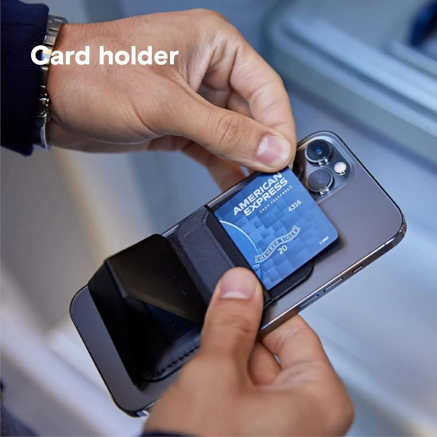 Magsafe Wallet for Iphone 15/14/13/12 Series, Strong Magnetic Phone Card Holder Fit 2 Cards & 3 Viewing Angles & Stain-Resistant Vegan Leather Phone Stand, Night Black