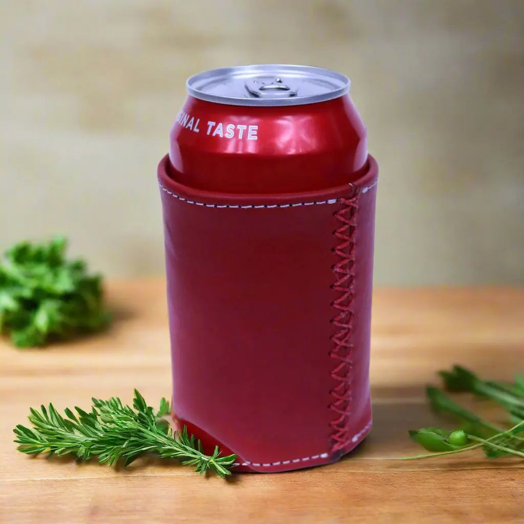 Cool your drink in classic style with this handcrafted Leather Koozie. Bati