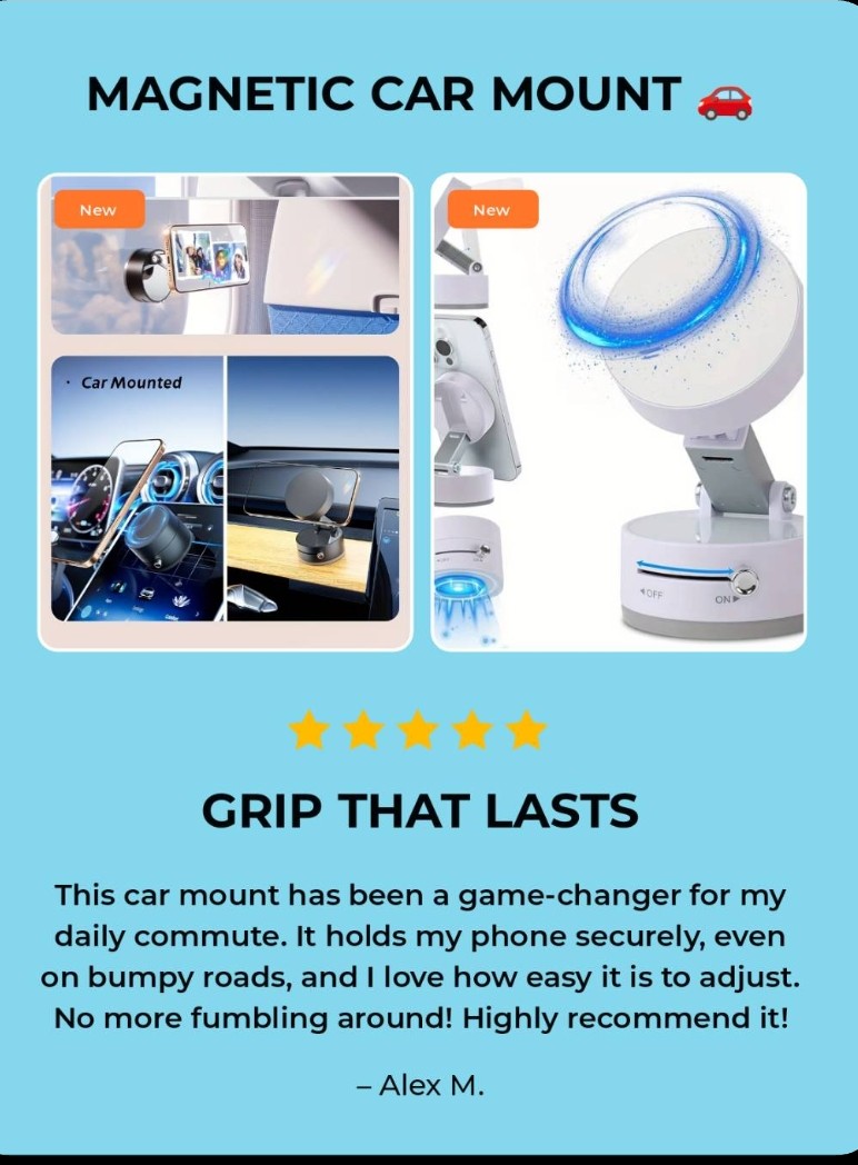 Multifunctional Vacuum Suction Phone Holder, Foldable, Extendable Dias Dazzling Discoveries