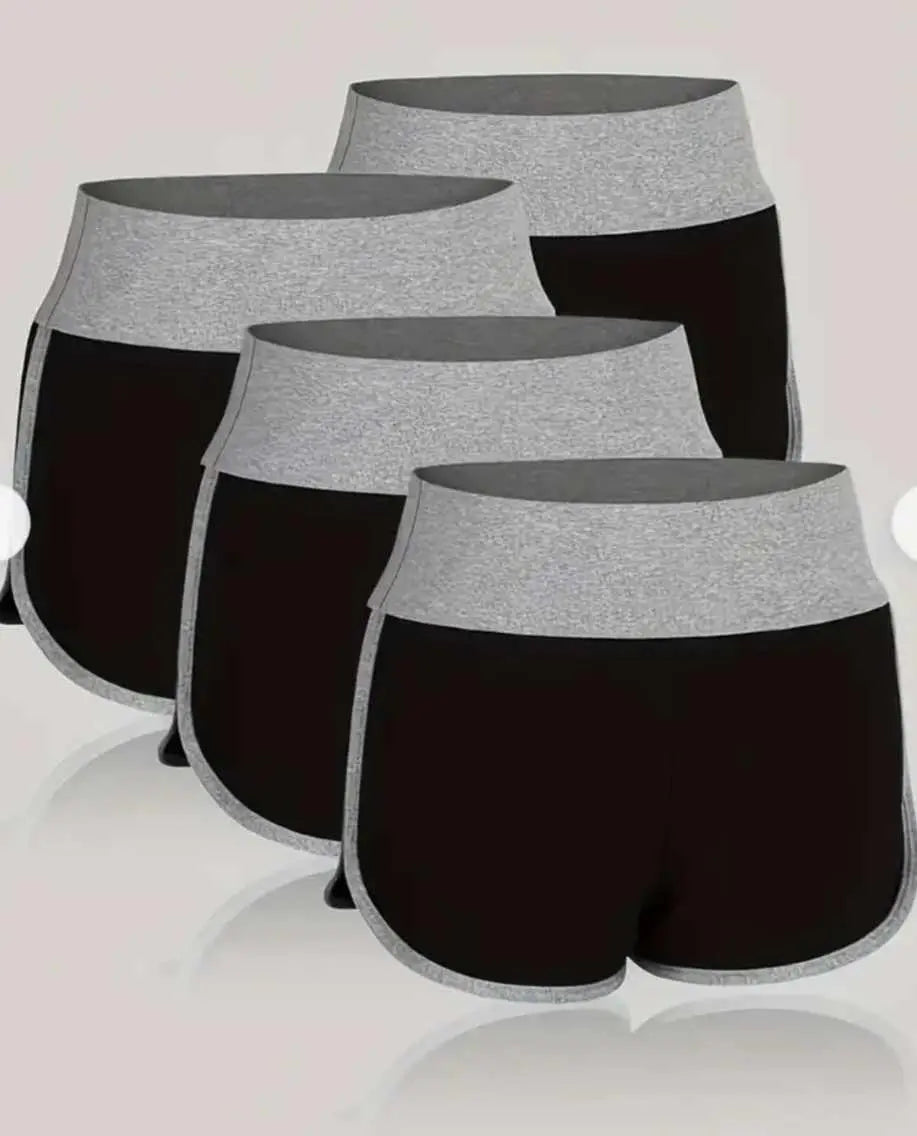 Women's High-Waist Butt-Lifting Yoga Shorts, Breathable Polyester/Spandex Blend, Grey Contrasting Waistband, Slimming Fit, Machine Washable feather  gym  outfit sports  bar  outfit solid workout athletic Dias Dazzling Discoveries