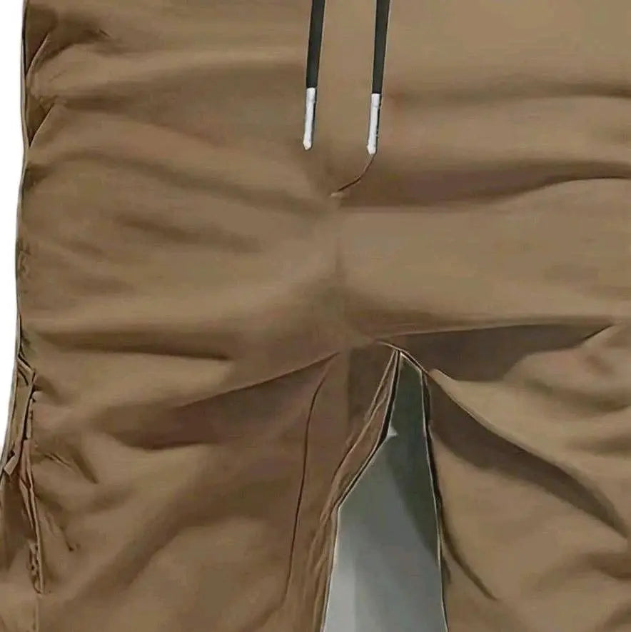 Khaki Sports Cargo Shorts with Drawstring Waistband and Side Pockets Great For Outdoors, Sports, or Casual Everyday wear Dias Dazzling Discoveries