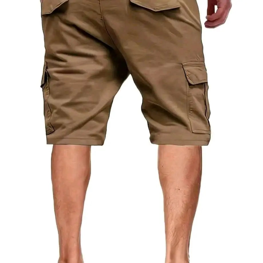 Khaki Sports Cargo Shorts with Drawstring Waistband and Side Pockets Great For Outdoors, Sports, or Casual Everyday wear Dias Dazzling Discoveries