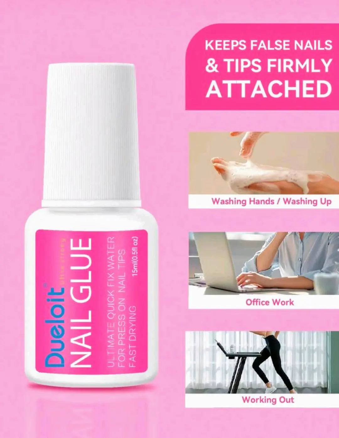 Super Strong Nail Glue for Press On Nails and Tips - 8 ml, High-Performance Formula, Full Coverage Hold, Suitable for Various Nail Types Dias Dazzling Discoveries