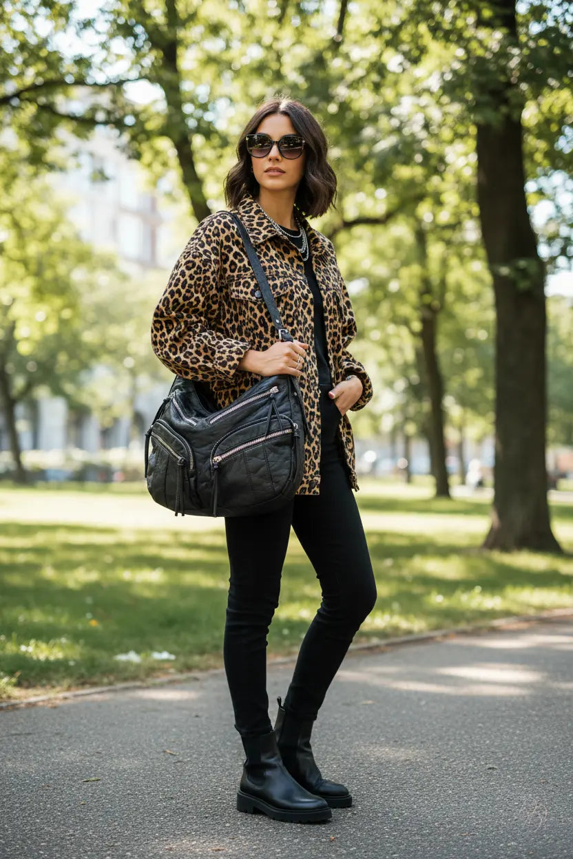 Fame Multi Zipper Pocket Leather Hobo Bag Trendsi