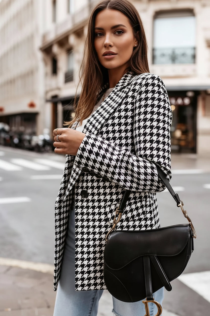 Classic Houndstooth Double-Breasted Blazer Classic Houndstooth Double-Breasted Blazer