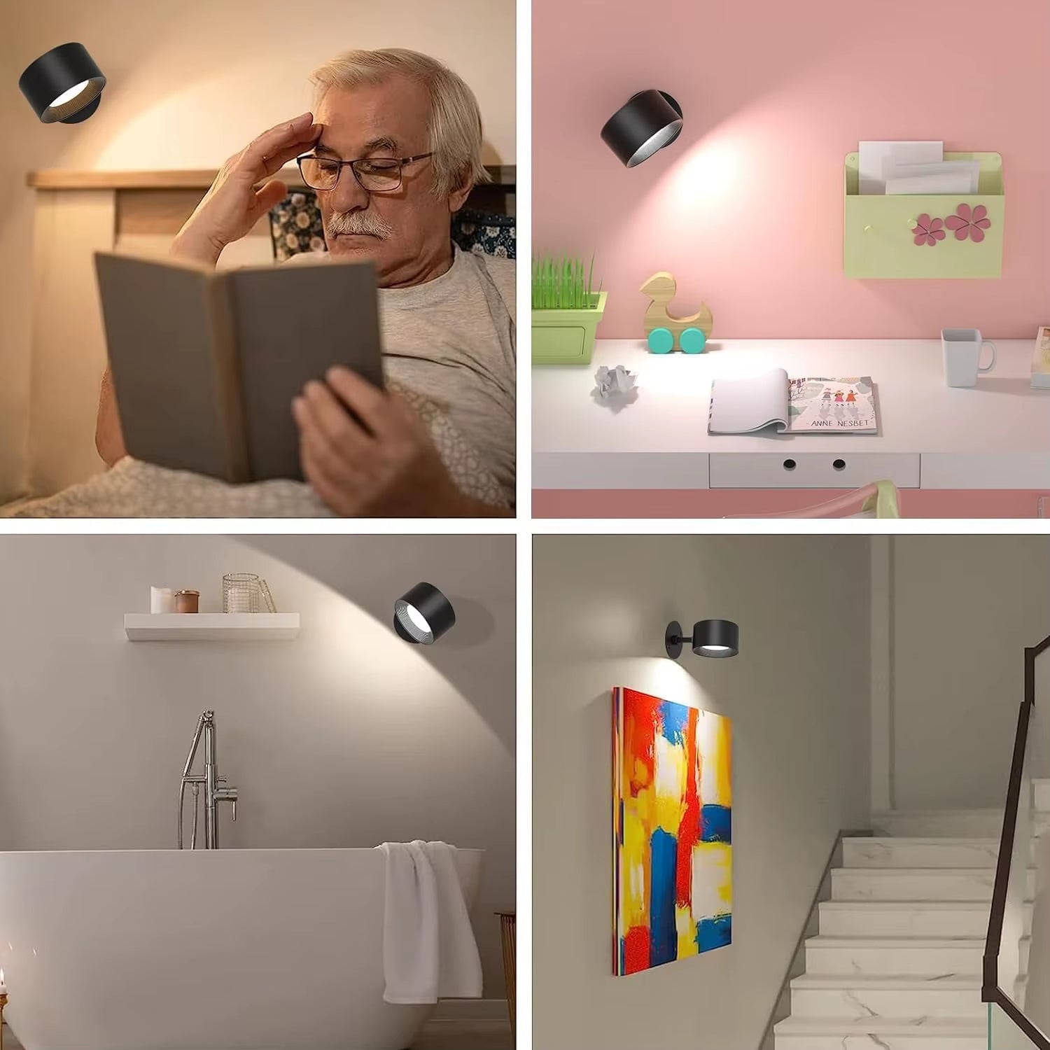 LED Wall Lights (2-Pack) - Rechargeable Bedside Lamp
 * Dimmable