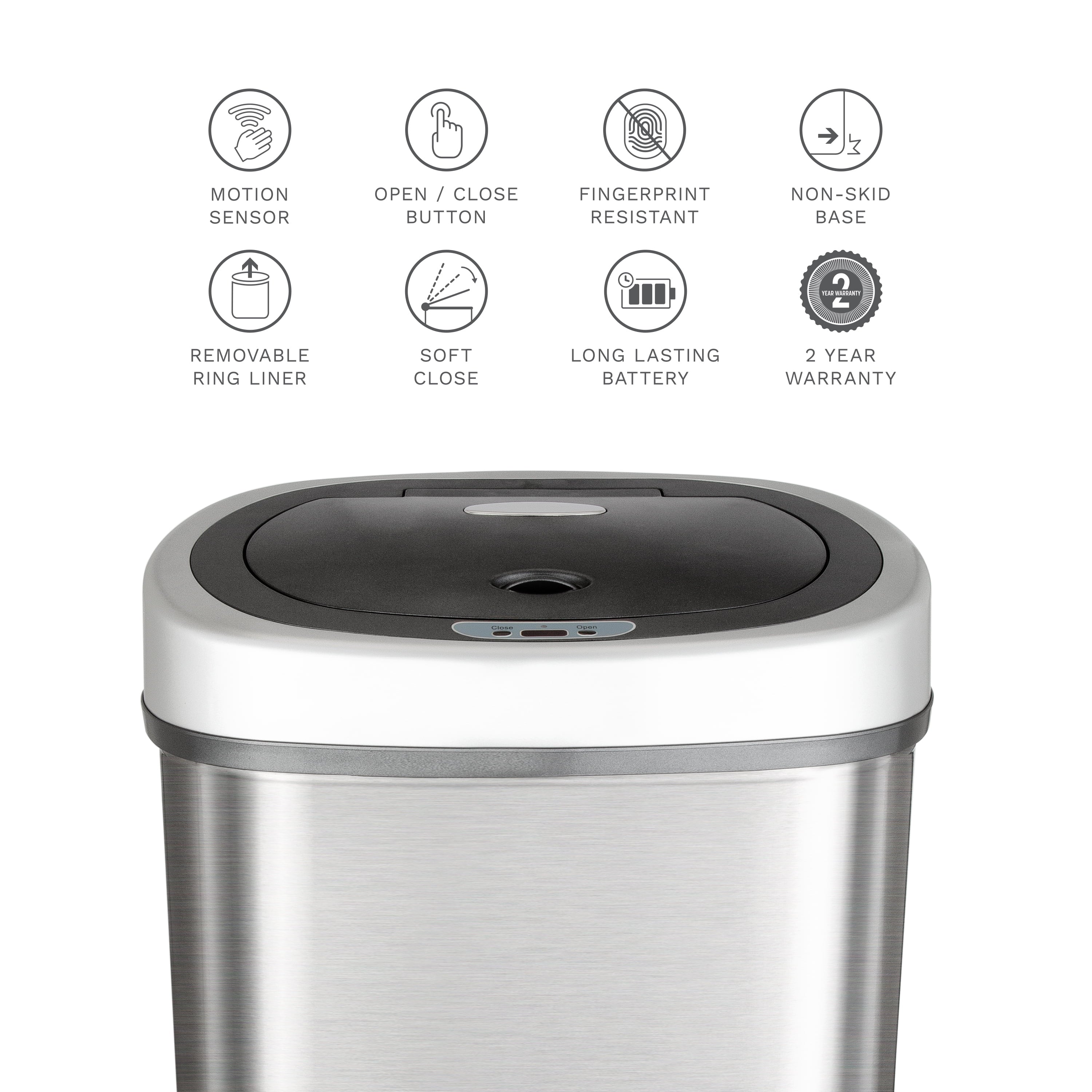 13 Gallon Touchless Trash Can, Automatic Motion Sensor