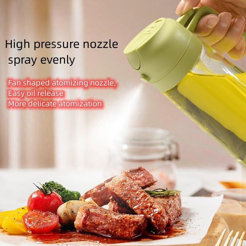🫒 2-in-1 Olive Oil Dispenser Bottle – 470ml Glass Spray & Pour Bottle for Healthy Cooking