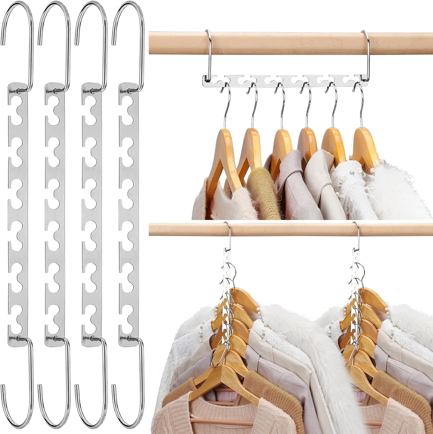Space Saving Hangers for Clothes 12 Pack, Heavy Duty Hanger Organizer