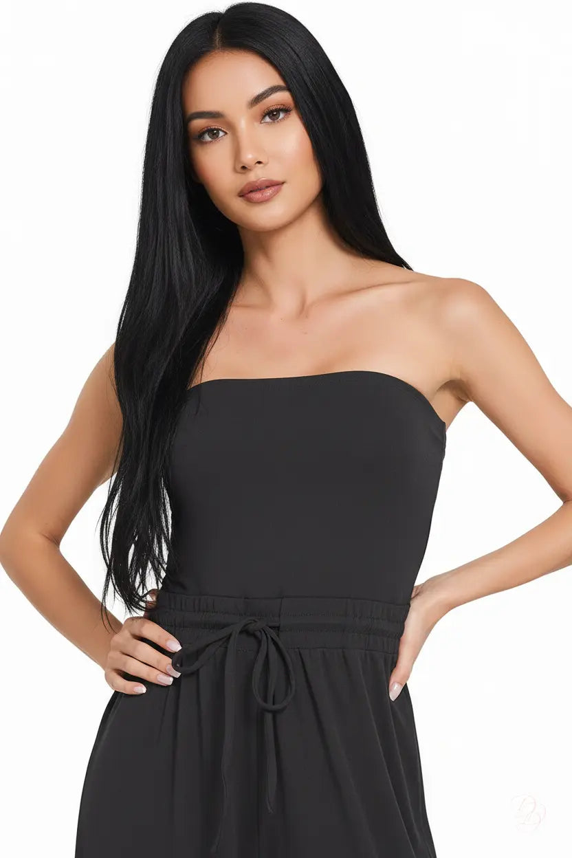 Tube Top Jumpsuit with Drawstring Waist-Dazzle Today Trendsi