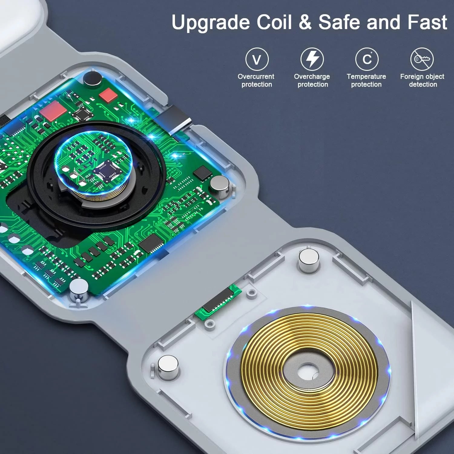 3-In-1 Wireless Charging Station, Magnetic Foldable Design Charging Station
