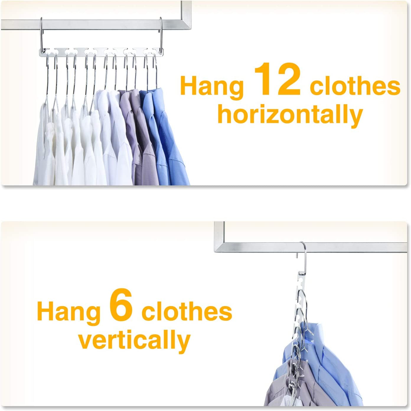 Space Saving Hangers for Clothes 12 Pack, Heavy Duty Hanger Organizer