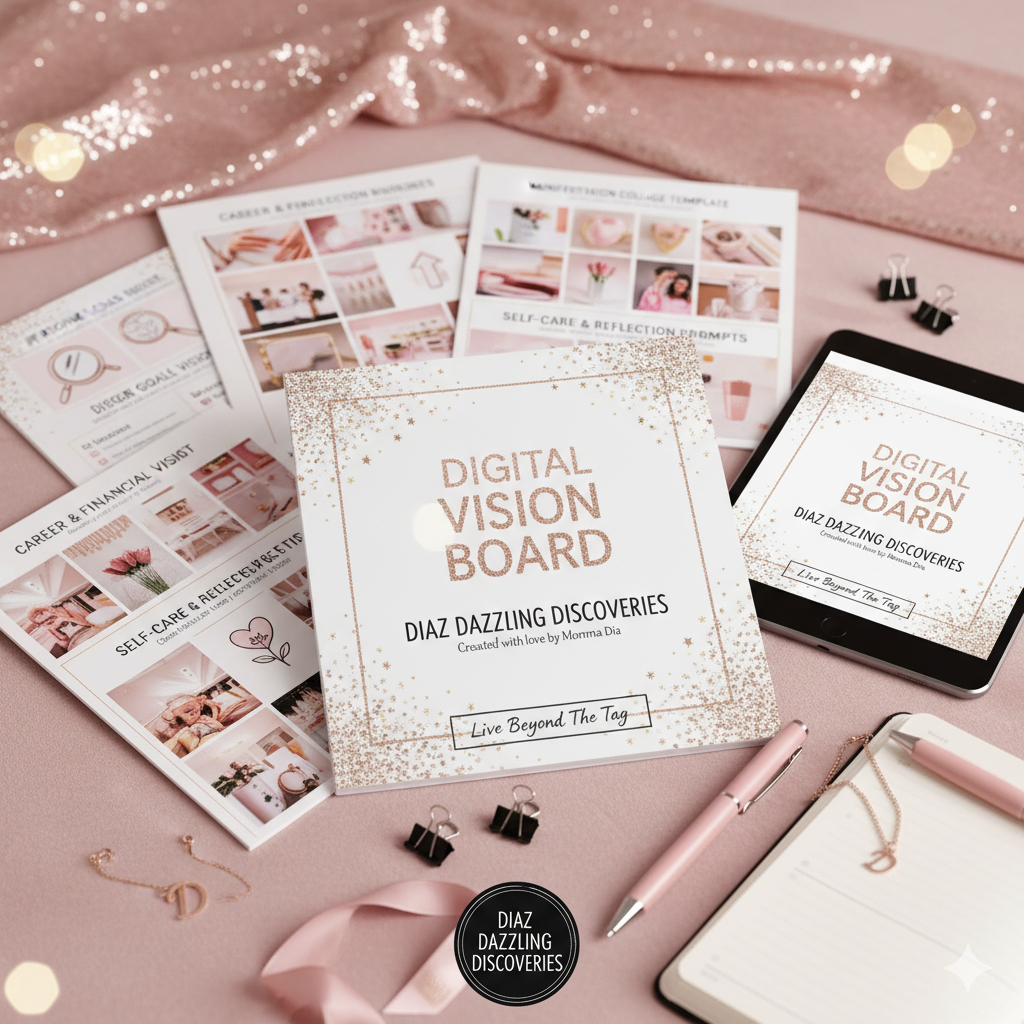 The Dazzling Vision Board-8 Page Printable & Editable Goal Manifestation Journal