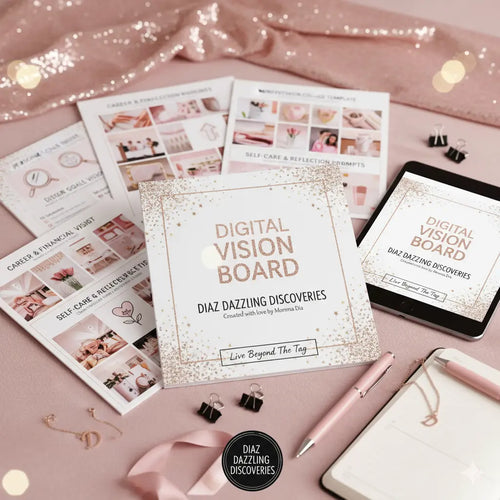 The Dazzling Vision Board-8 Page Printable & Editable Goal Manifestation Journal Dias Dazzling Discoveries