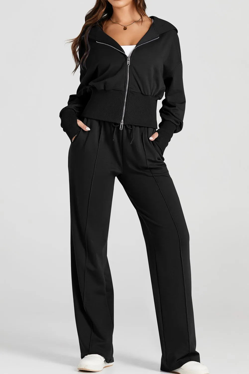 🖤 Zip-Up Hoodie & Pants Set – Move Freely, Lounge Boldly