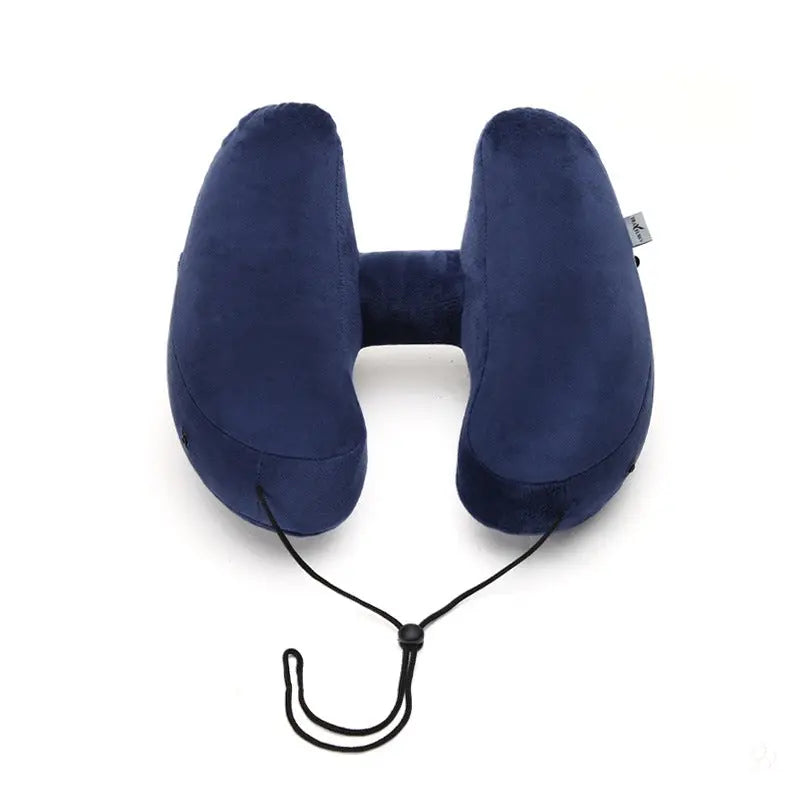 The Dazzling Comfort Traveler: H-Shaped Inflatable Neck Pillow with Optional Hood Puracy