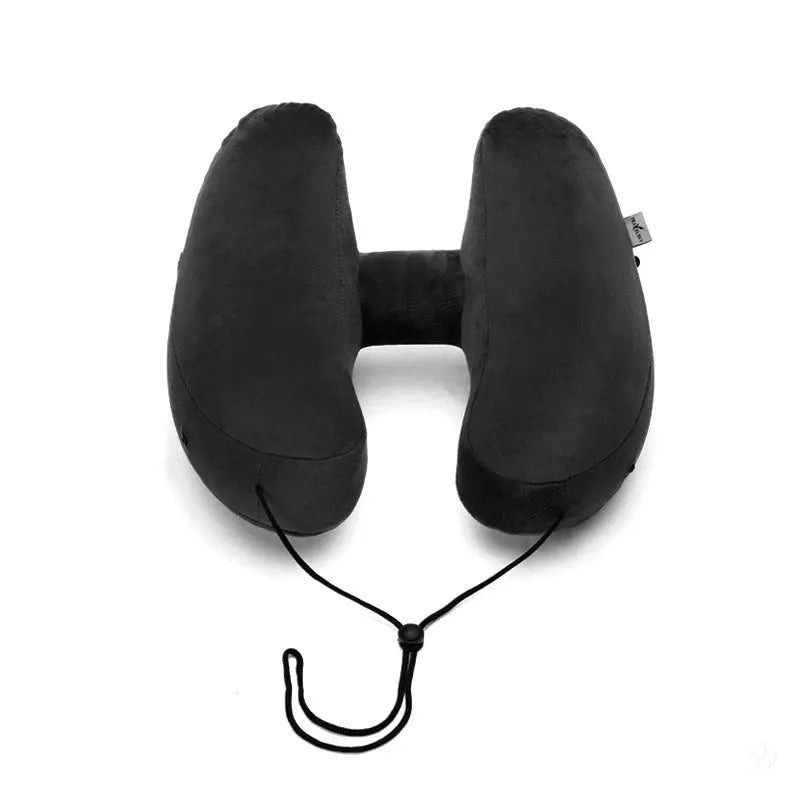 The Dazzling Comfort Traveler: H-Shaped Inflatable Neck Pillow with Optional Hood Puracy