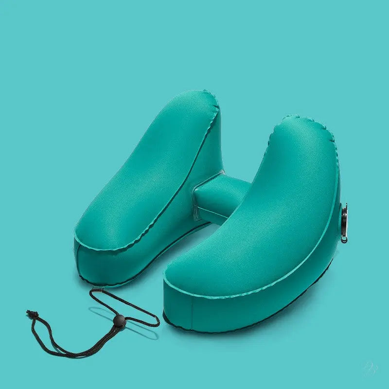 The Dazzling Comfort Traveler: H-Shaped Inflatable Neck Pillow with Optional Hood Puracy