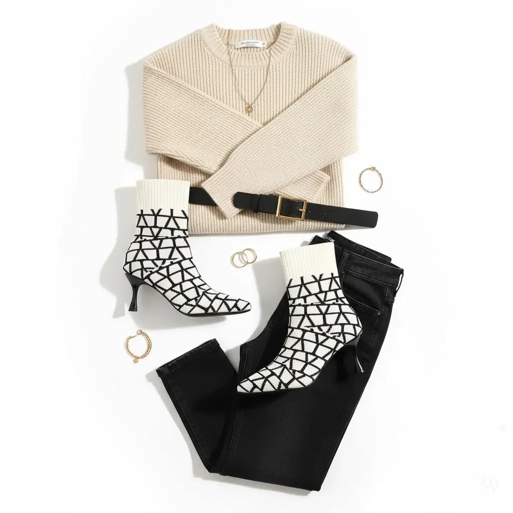 Mesh Point Toe Stiletto Boots Trendsi