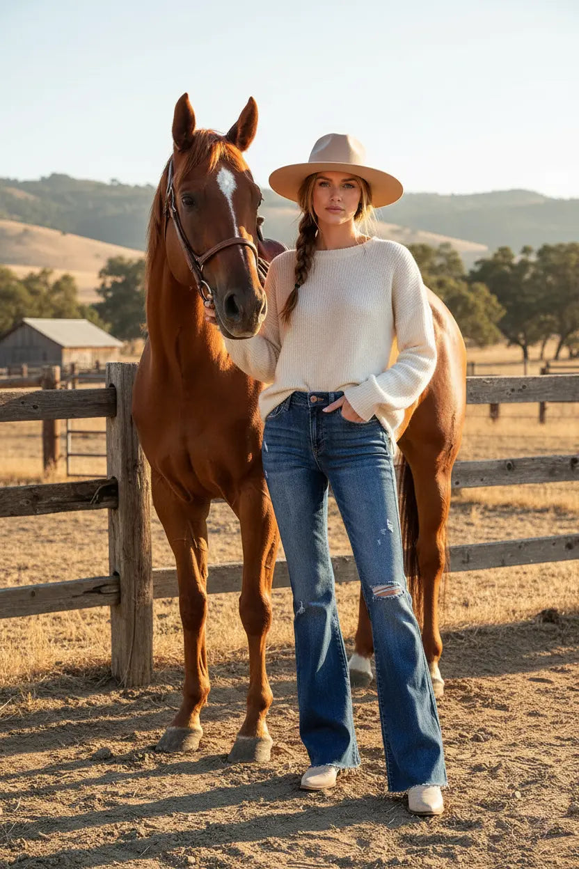 Full Size Distressed Mid Rise Flare Jeans Plus Size Trendsi