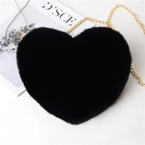 Heart-Shaped Plush Shoulder Bag | The "Dazzle" Comfort Collection CJ