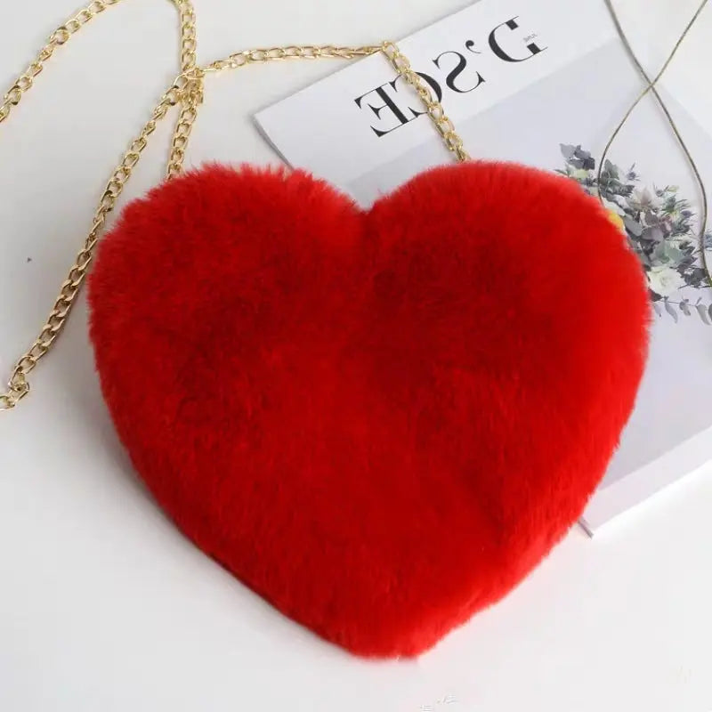 Heart-Shaped Plush Shoulder Bag | The "Dazzle" Comfort Collection CJ